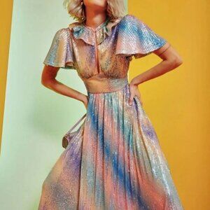 NWT Celia B Vestido Celeste Midi Dress Sequin Multi- Small- $415